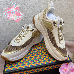 TENIS KGL  BEIGE/DORADOS