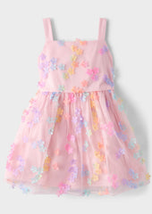 Vestido Arcoíris Flor 3D🌈 Tallas 4 hasta 16 Años