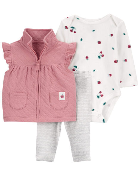 Conjunto de 3 pzas chaleco rosita CARTERS