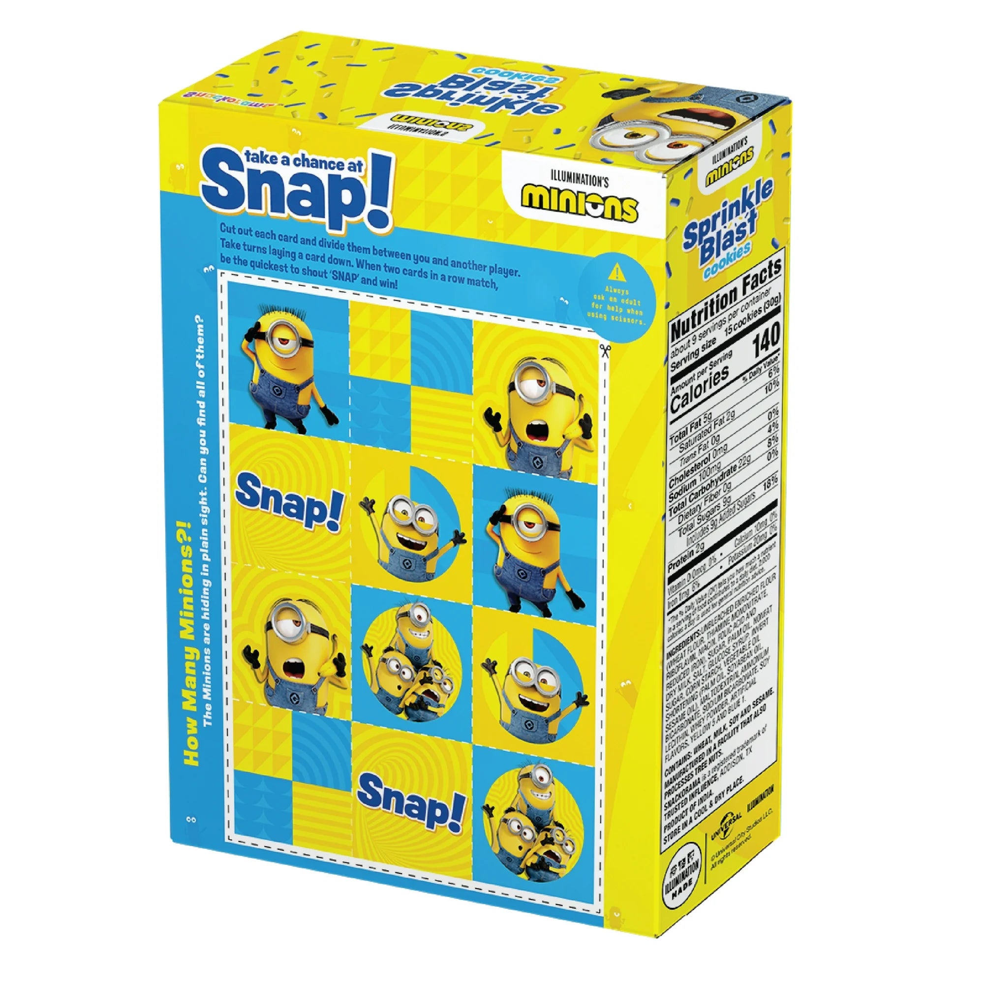 Snackorama Minions Espolvorean Galletas Horneadas, Sabor a Vainilla con Chispas, Caja de 10 oz