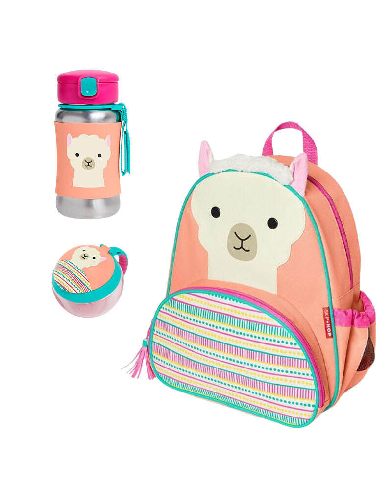 SET LLAMA INCLUYE MOCHILA-BOTE DE AGUA-SNACK CUP *SKIP HOP